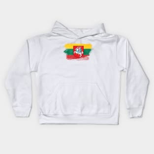 Lithuania flag - grunge brick stone Kids Hoodie